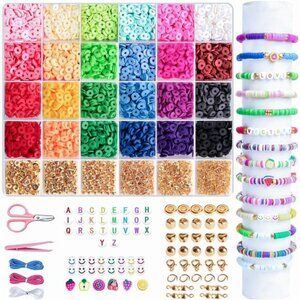 6000PCS Clay Beads Friendship Bracelet Making Kit - Polymer Beads 24 Colors Set